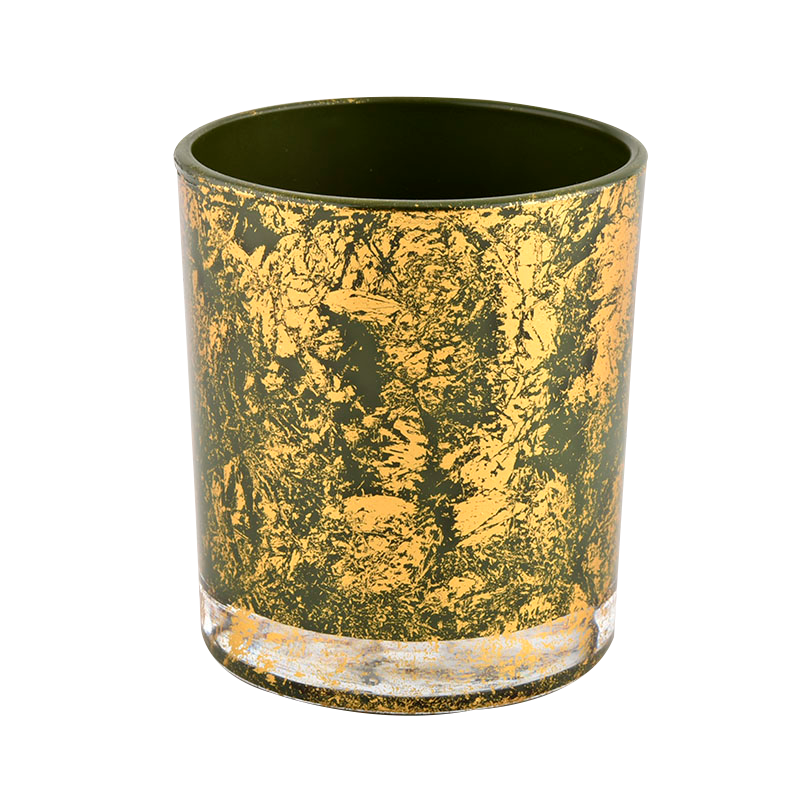 Wholesale home gold green glass candles container matte candle vessels for decorative Wholesale home gold green glass candles container matte candle vessels for decorative