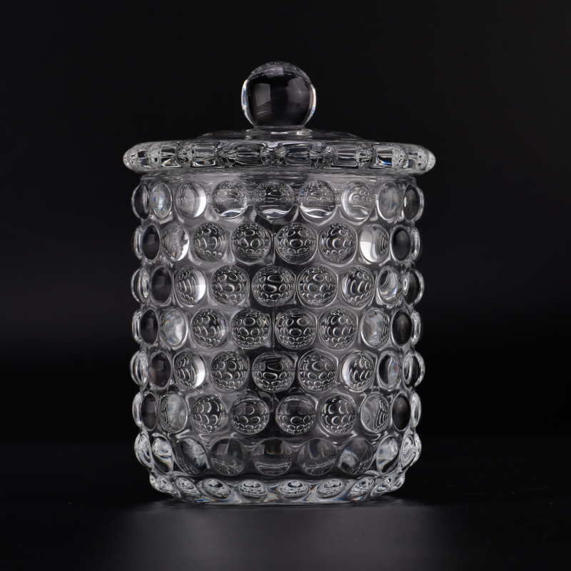 New product 9.5 oz clear dented glass candle jar