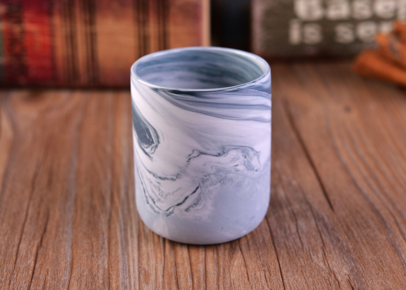Cylinder marble pattern ceramic candle jar bedroom decoration