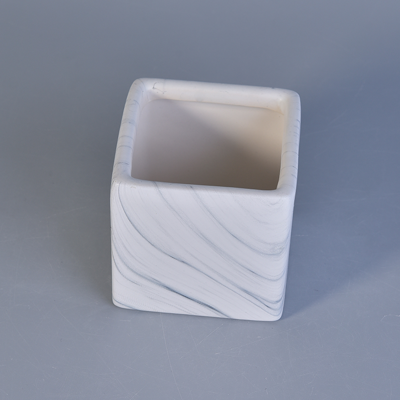 “”Marbling Marbling square ceramic candle jar tealight candle holder