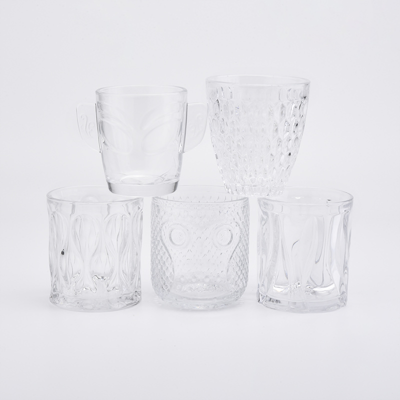 Wholesales 9oz Wing Glass Candle Holders Clear Transparent Glass Mug