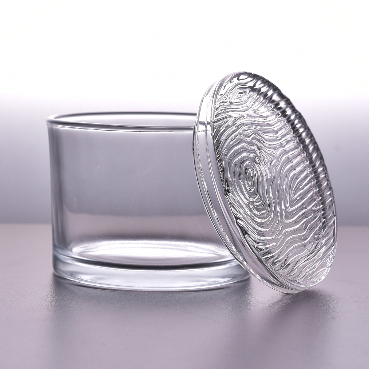 3 wick clear candle vessel with lid