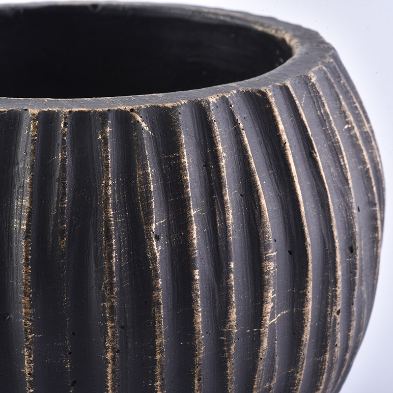 matte black concrete jar stripe pattern surface