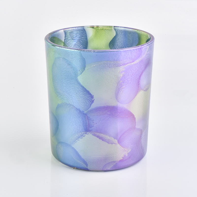 New arrival 12 oz glass candle holder with unique painting