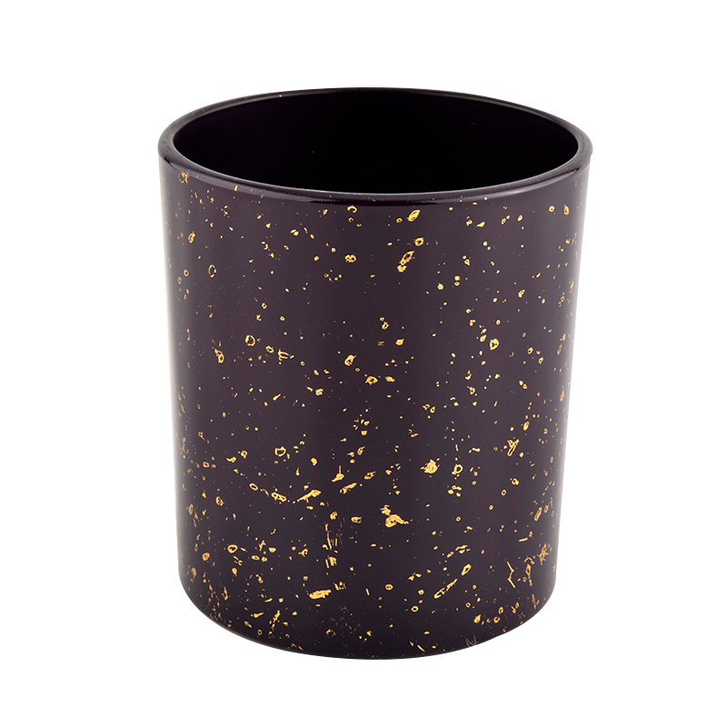 Decorative gold printing black glass candle jars wholesale