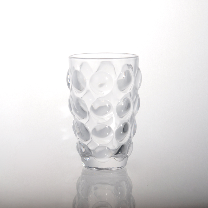 Crystal clear embossed V shape glass