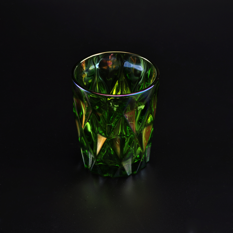 Lozenge effect colorful glass candle vessel
Lozenge effect colorful glass candle vessel