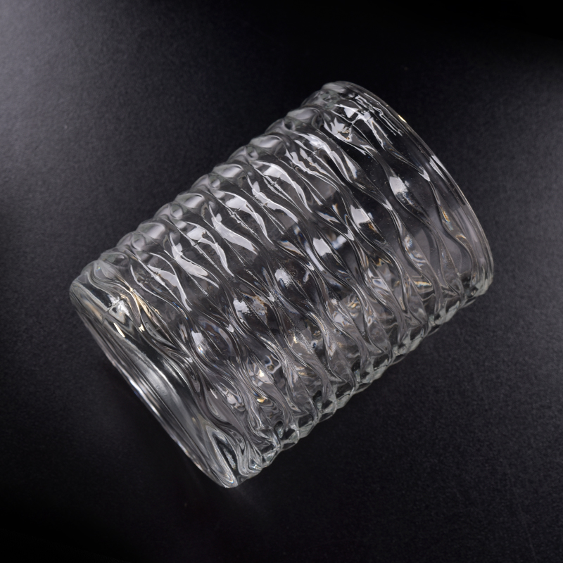 11.5oz wave pattern candle jar glass