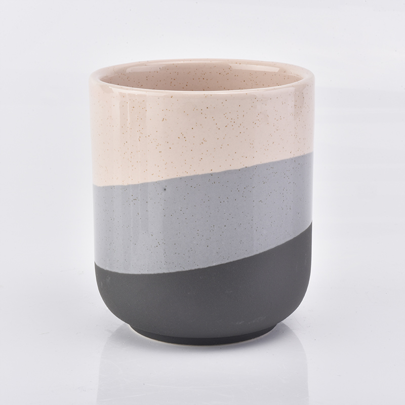 pink grey black 3-color round ceramic jar for candle making