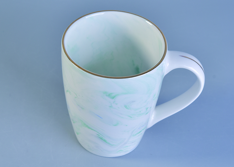 Marbled texture natural style ceramic mug milk cup green