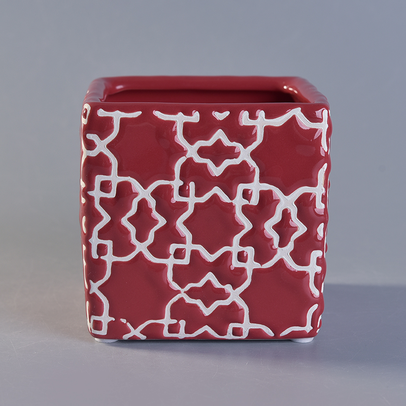 Red square ceramic candle vessel Red square ceramic candle vessel