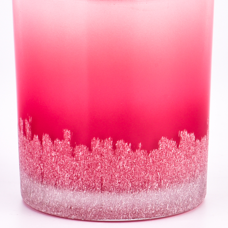 Wholesale red gradated snowflake pattern glass candle jars for christmas decorations