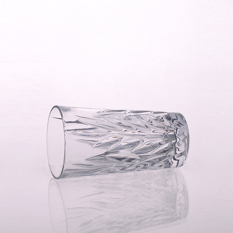 350ml trasparent leaves pattern glass drinking cup