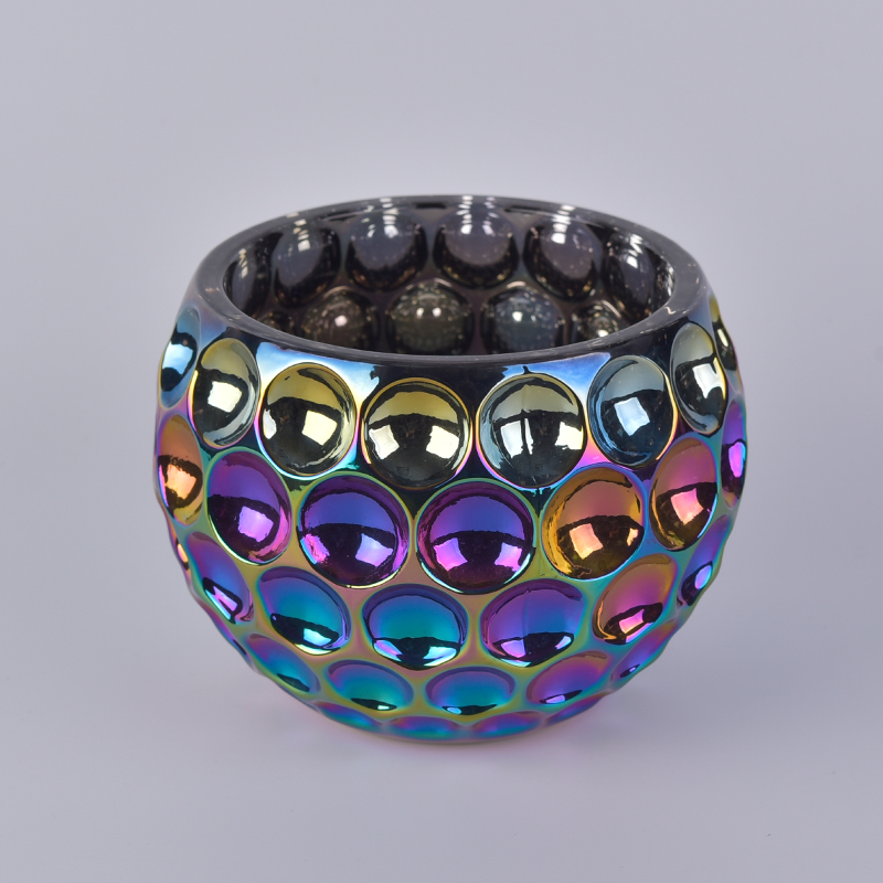 Hand made colourful ball glass candle holder for decoration