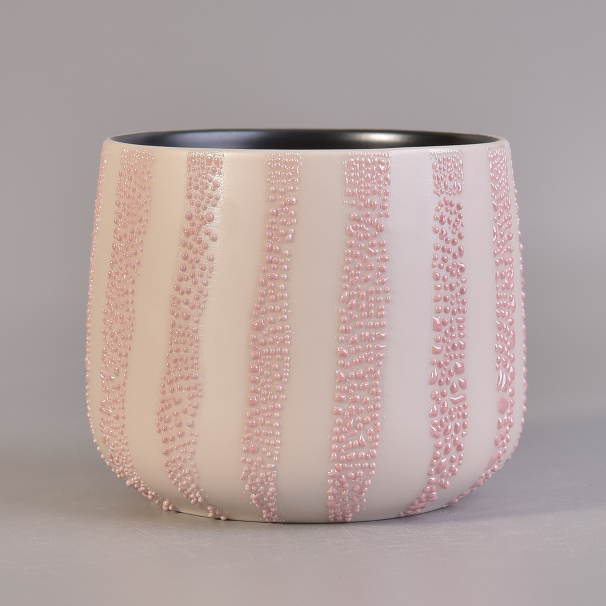 Black inside special pink ceramic glazed candle jar