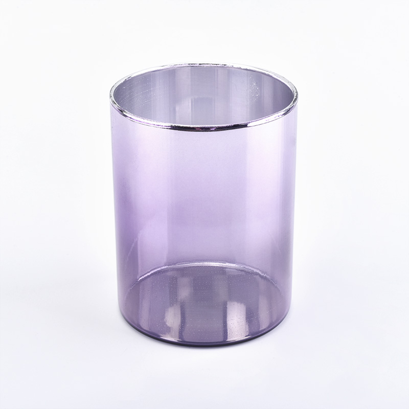 Graduallychanged purple translucent ion electroplate glass candle holder