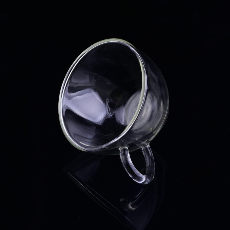 High Quality 150ml Clear double wall glass coffee cup with handle