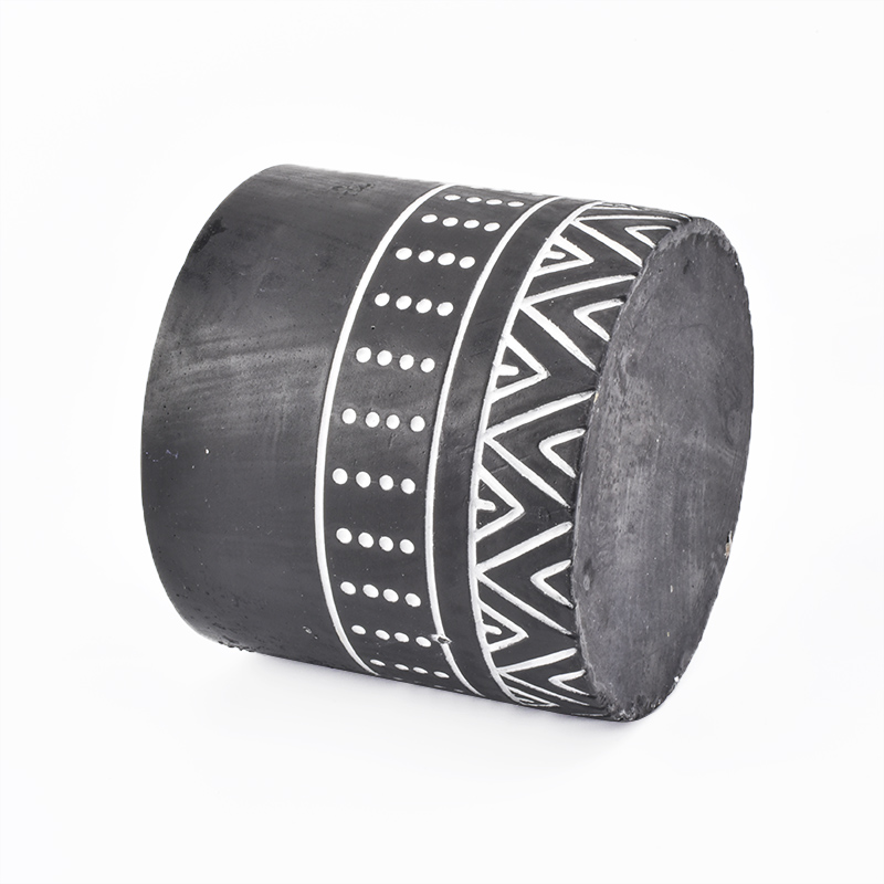 black cylinder concrete candle jar