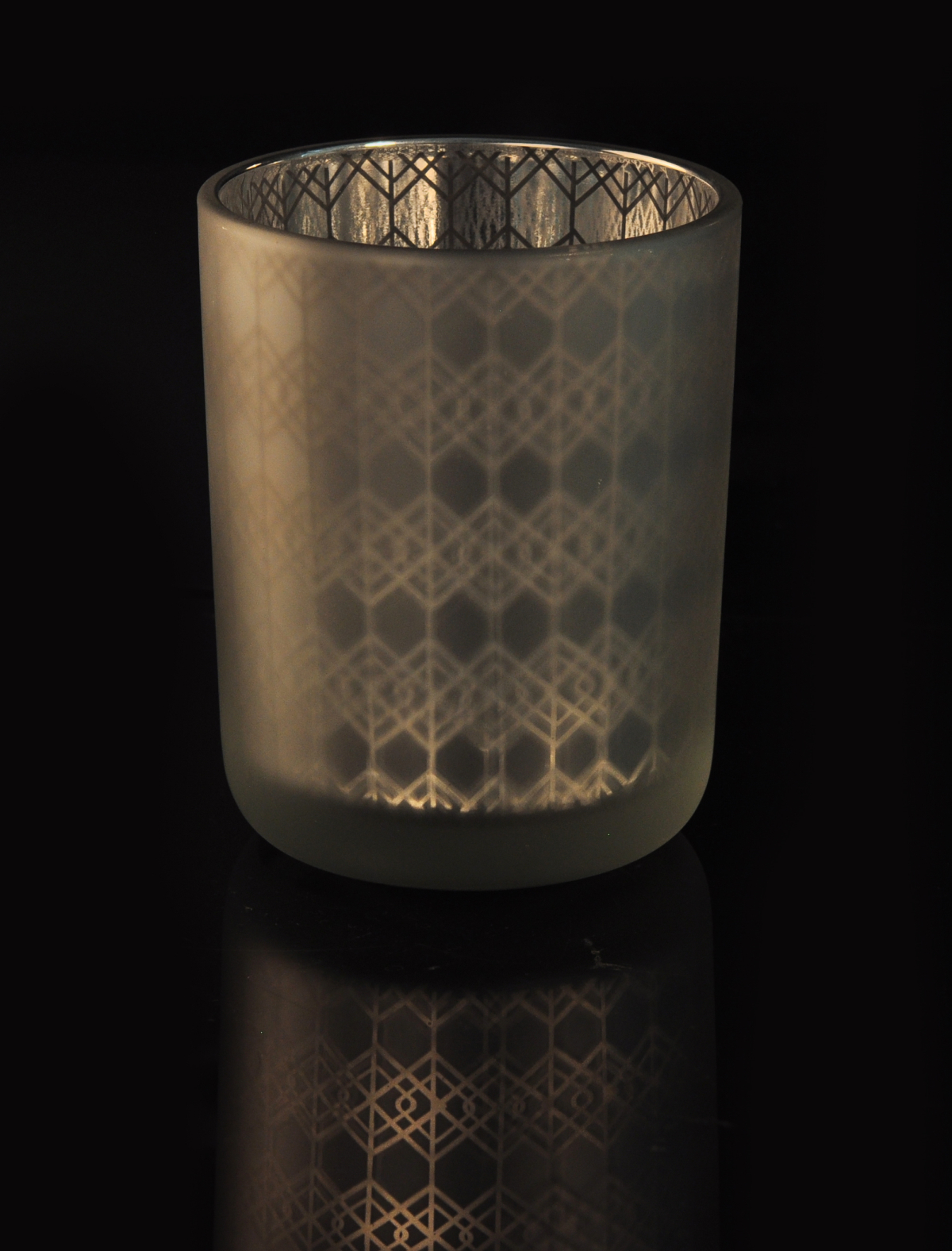 Silver Laser Engrave Glass Candle Holder Wholesale