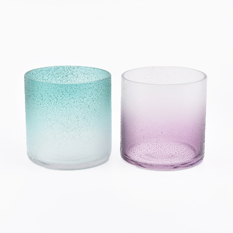 Frosted Hand Made Glass Candle Holders