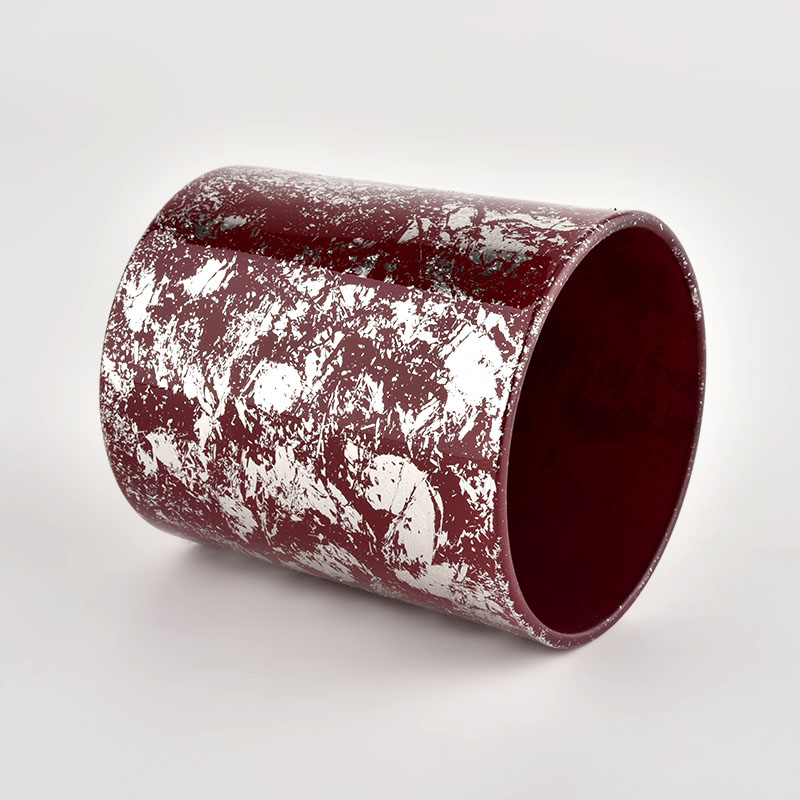 Custom high quality white printing dust and red glass candle jars Custom high quality white printing dust and red glass candle jars