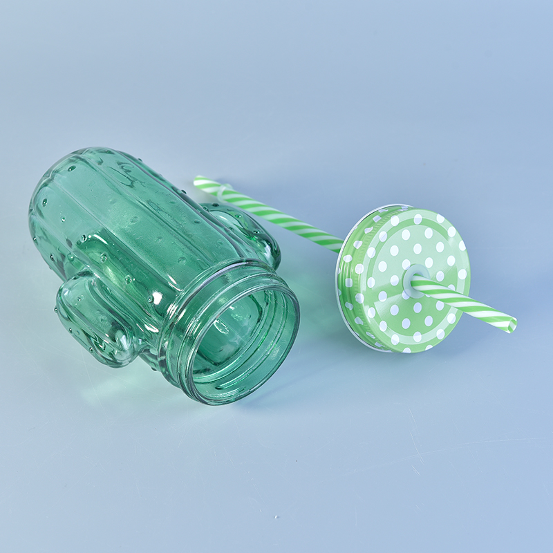 Cactus Shaped Glass Jar in Green