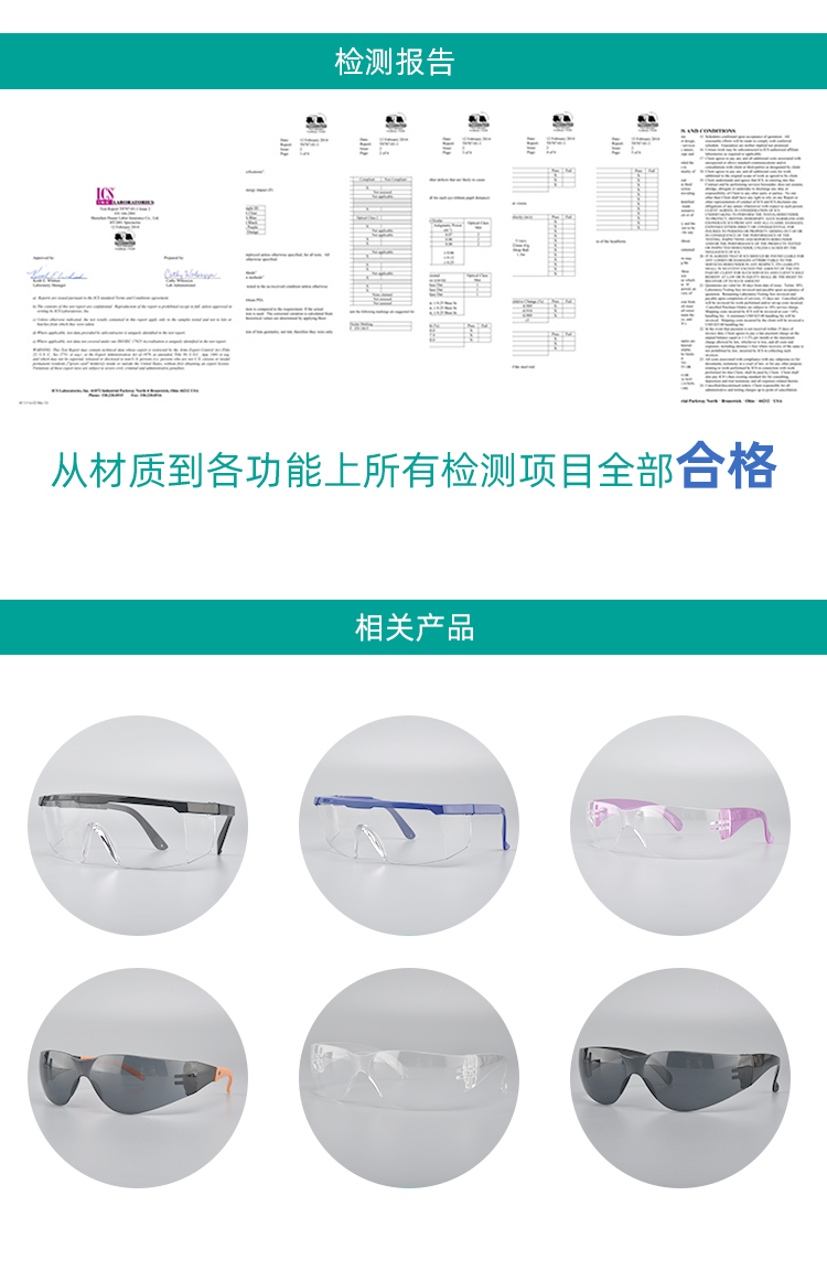 预防冠状病毒安全防冲击透明护目镜