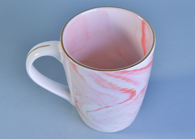 Marbled texture natural style ceramic mug milk cup orange