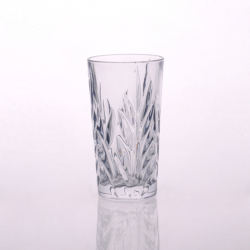 350ml trasparent leaves pattern glass drinking cup