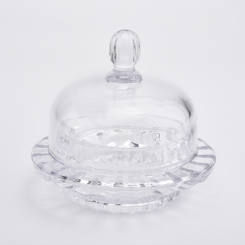 High quality clear glass candle jar with glass lid