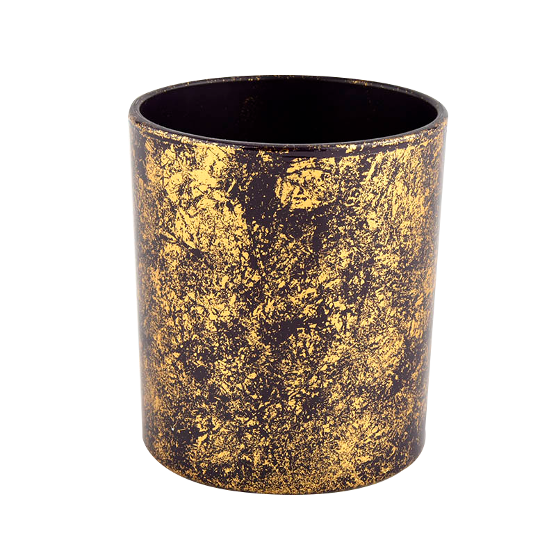 Luxury gold glass candle jar for home decoration wholesale