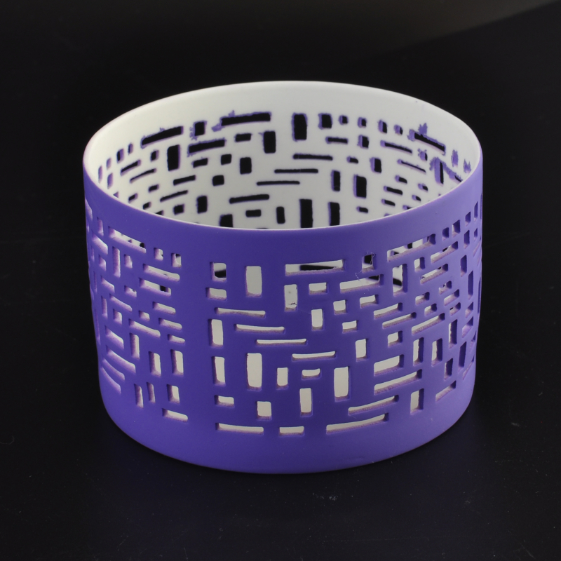 Blue carving ceramic tealight vessel Blue carving ceramic tealight vessel