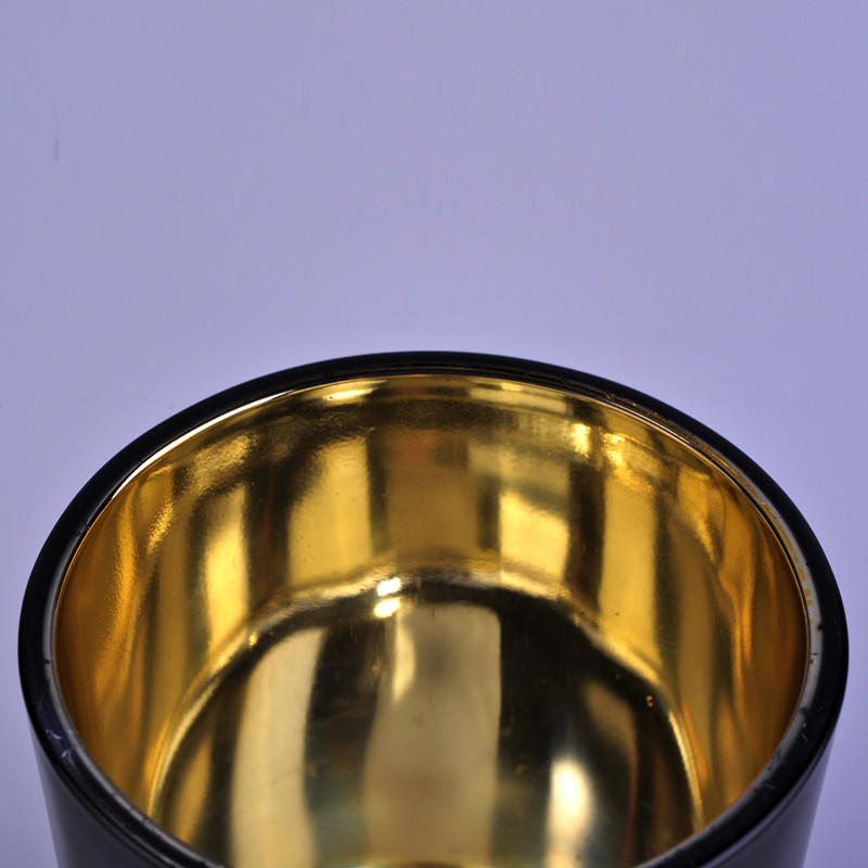 Gold plating and Black Candle Jar Glass