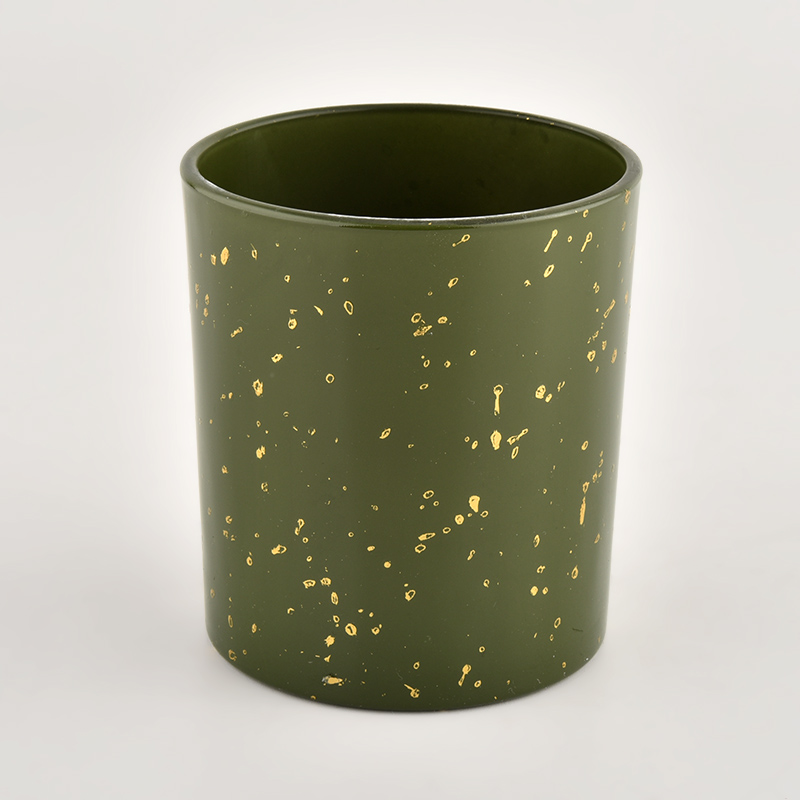 Luxury Cylinder green Glass candle jar for Home Decoration