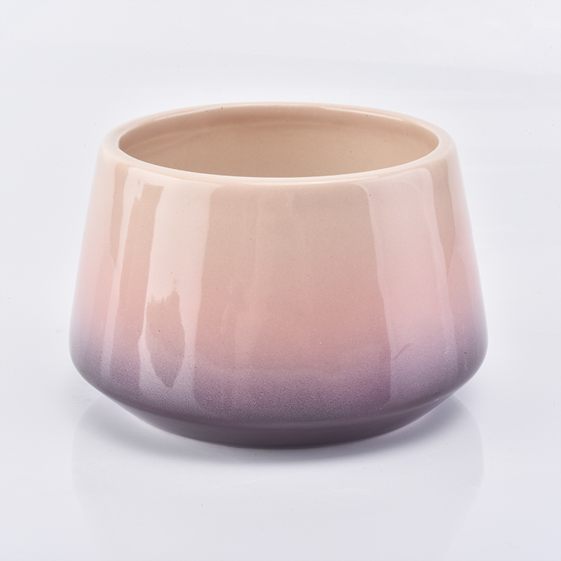 pink and purple gradient ceramic glazed candle jar