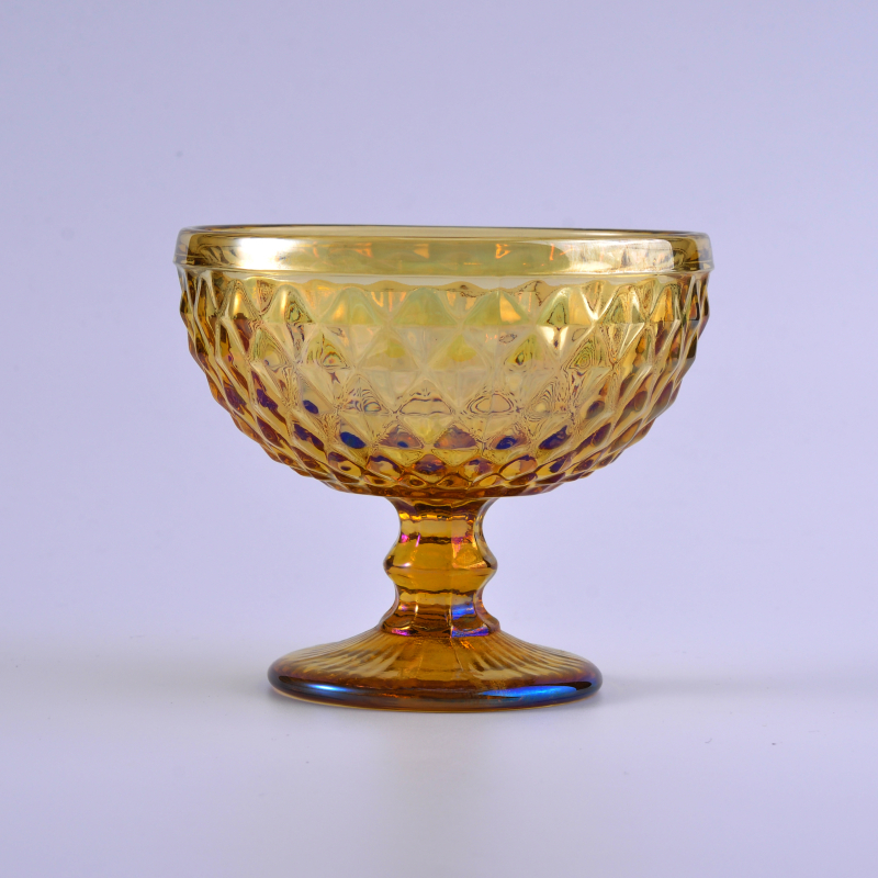 Yellow glass ice cream cup