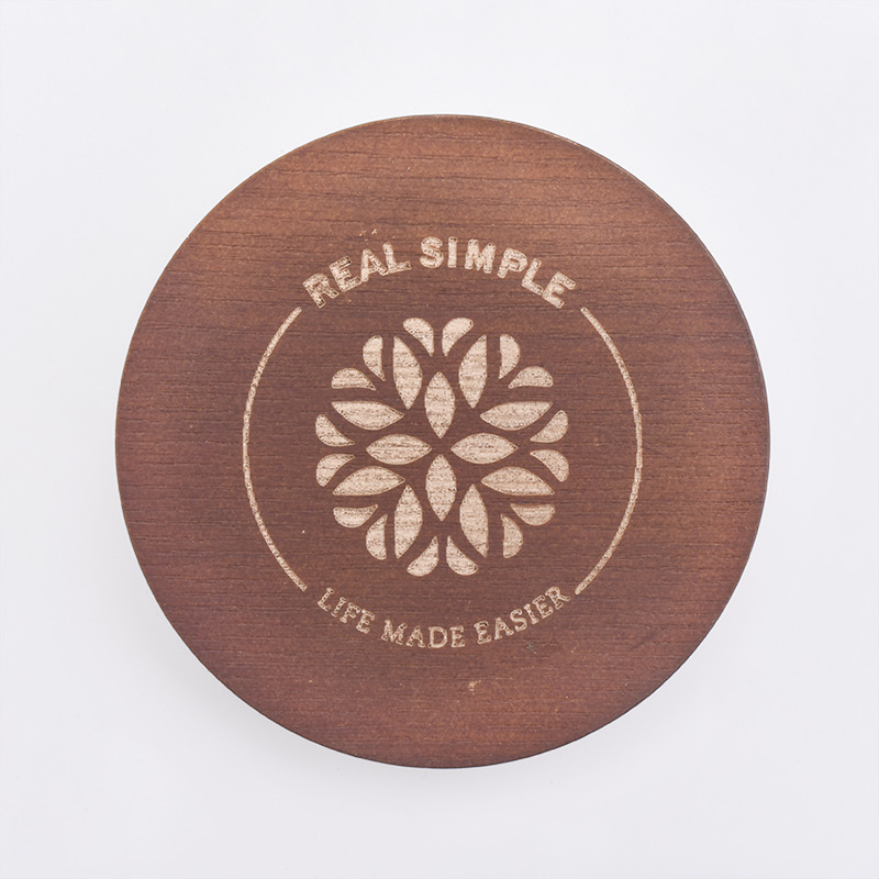 Popular MDF Wooden lids with laser logo for candle jars