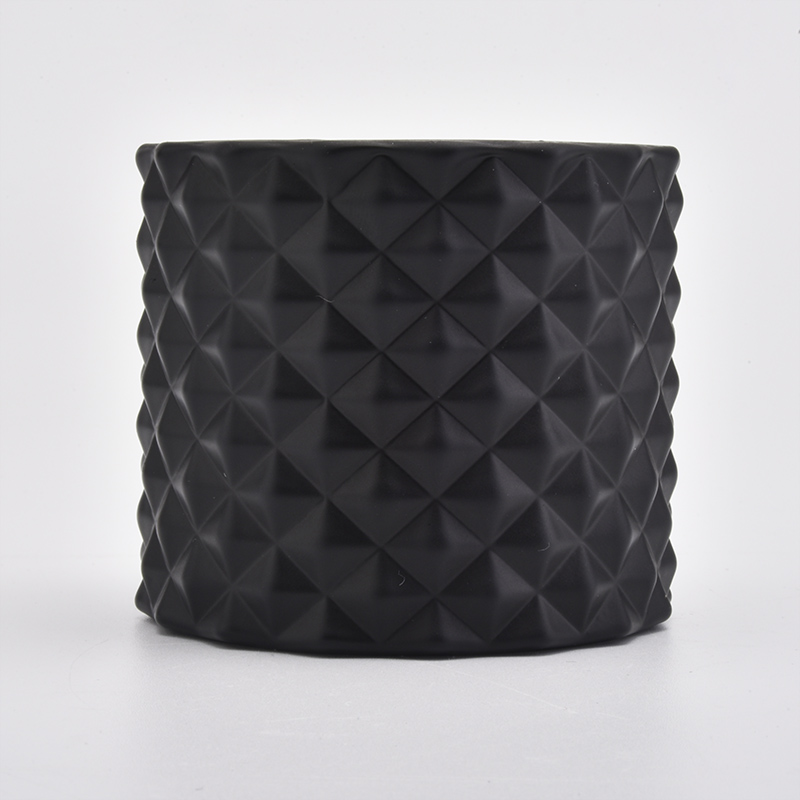 woven pattern black candle jars