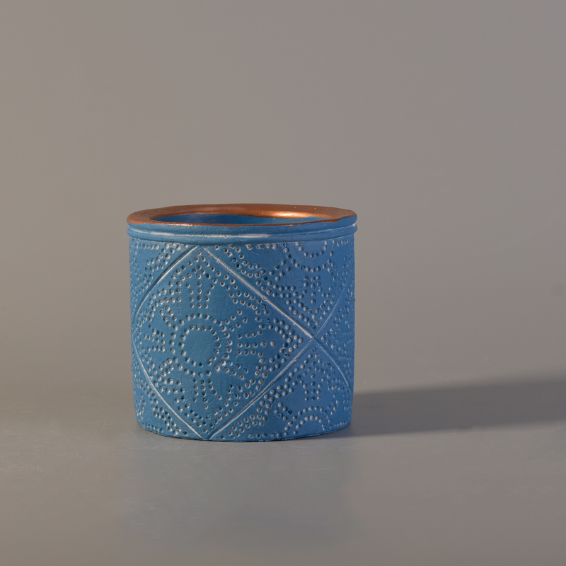 Blue Concrete Candle Holders 