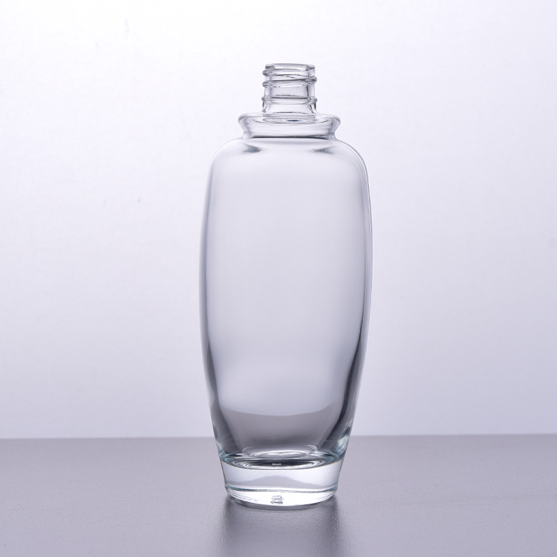 Essential oil oval transparent glass bottle