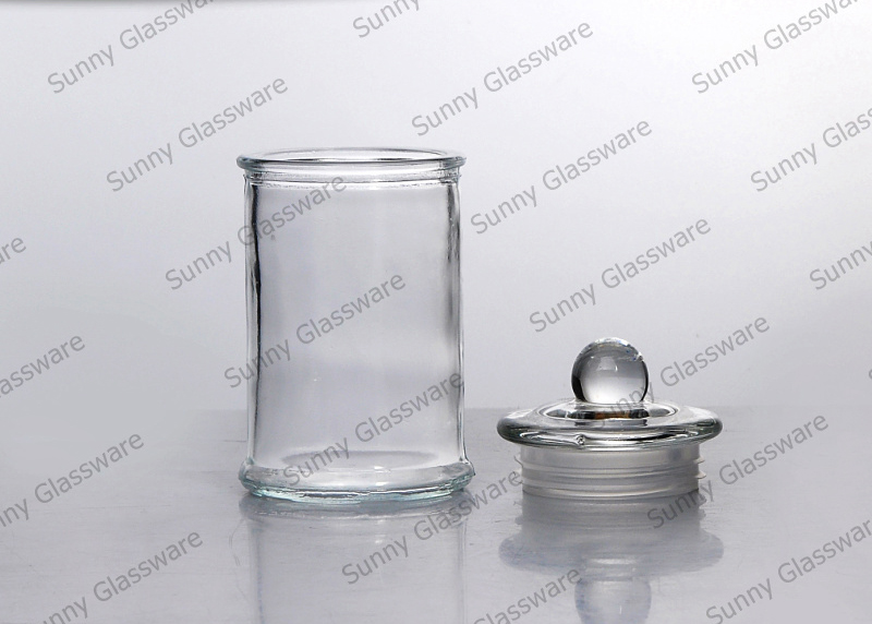 straight glass candle jar storage jar with lid