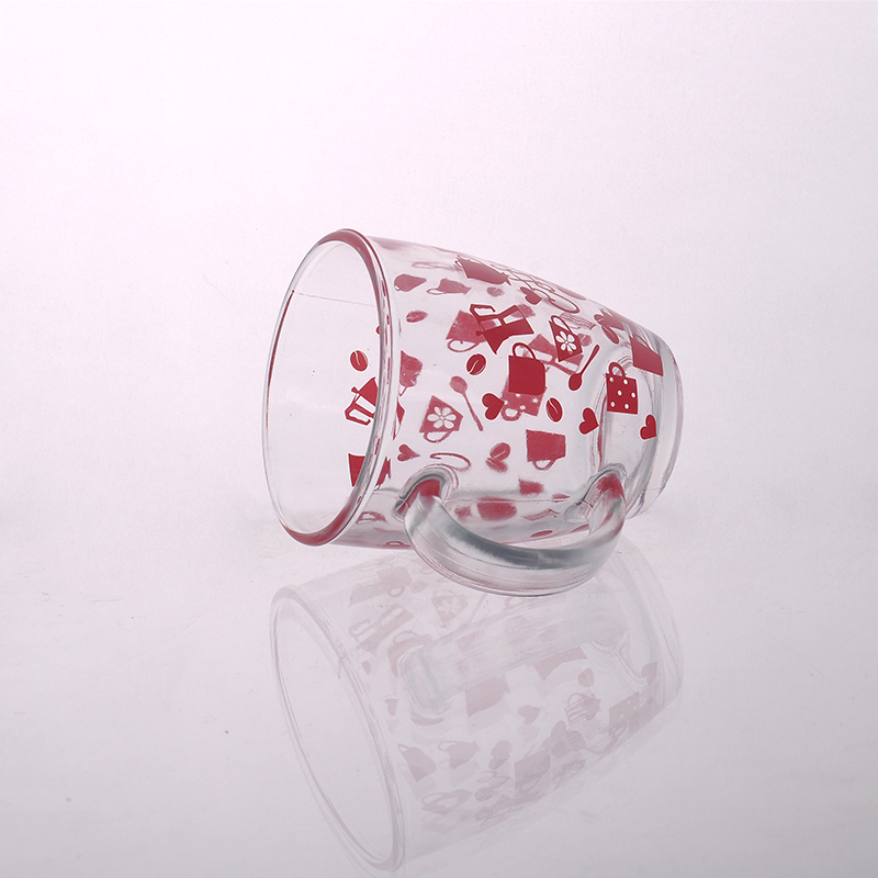 Red printing glass tea mug