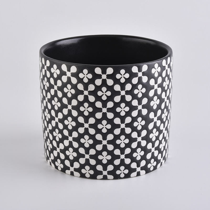 Popular Black Cylinder Candle Holder Ceramic For Home Decoration