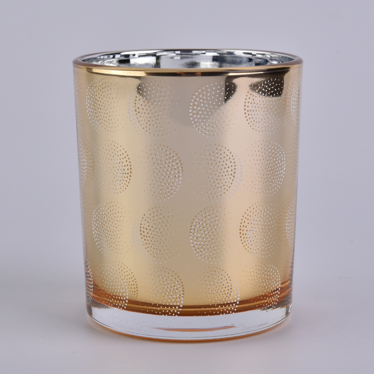Glass candle jar with silk screen pattern