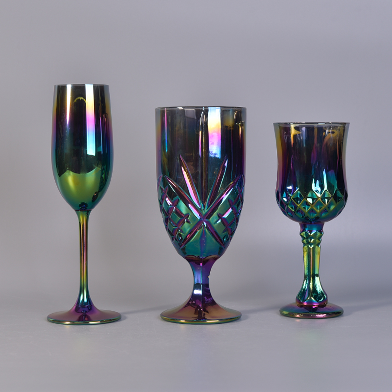 color spray plating glass candle holder wholesale 