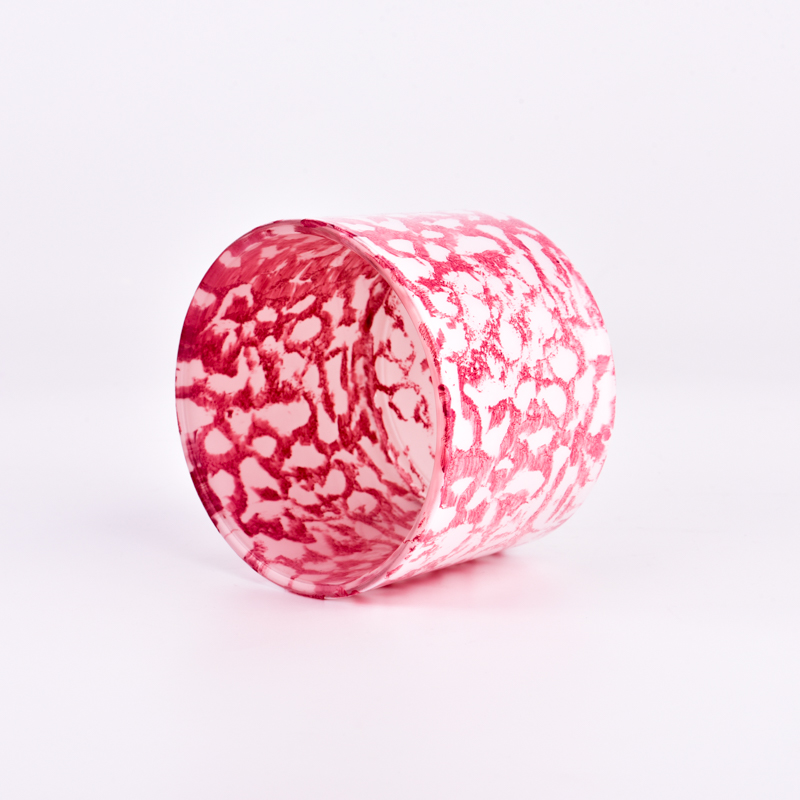 Wholesale red wide-mouthed glass candle holder with rock effects