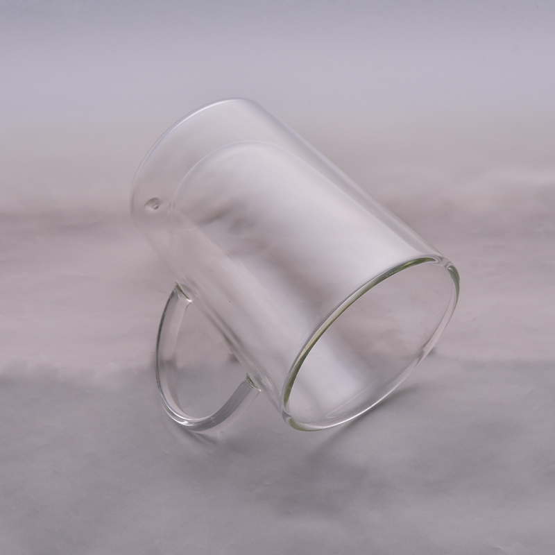 Europe style 9oz Borosilicate Custom double wall glass cup coffee mug tea cup with handle