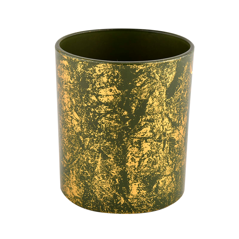 High quality gold green glass candle vessel luxury candle Jar with Gift Box