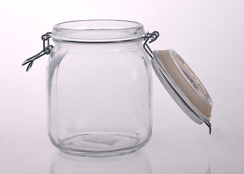 Clear glass straight-sided round jar 