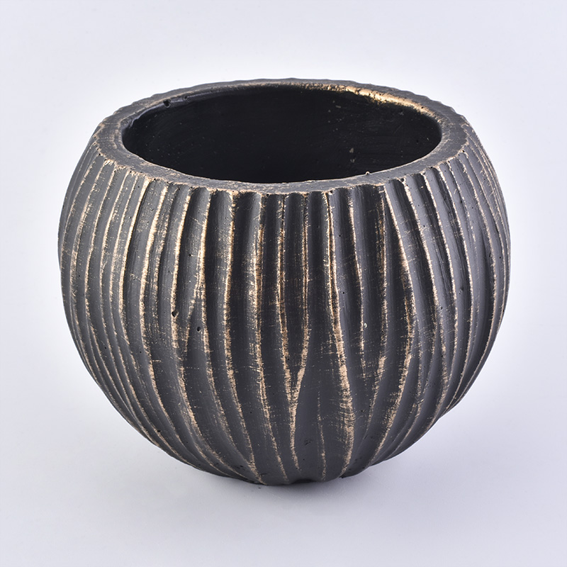 matte black concrete jar stripe pattern surface